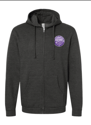 GSGI Raygun Zip-Up Hoodie, Gray w/ Purple Logo